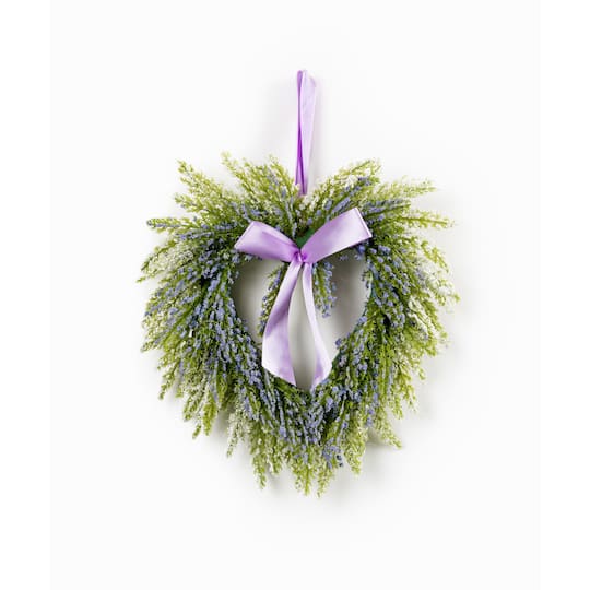 10&#x22; Lavender Heart Wreath, 2ct.
